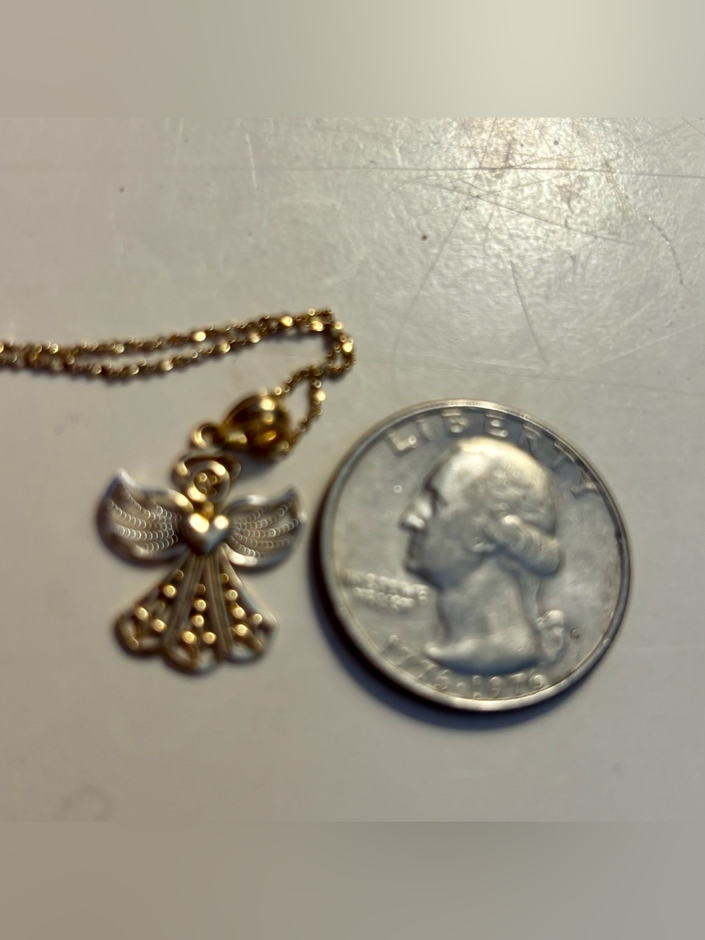 NIB Banter by Piercing Pagoda 10K Two Tone Gold Angel Pendant Necklace Kids Set - Picture 13 of 15